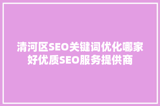 清河区SEO关键词优化哪家好优质SEO服务提供商