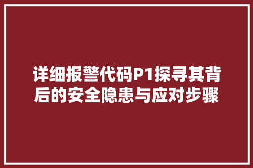 详细报警代码P1探寻其背后的安全隐患与应对步骤