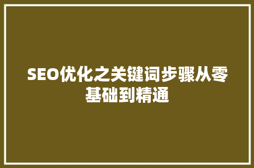 SEO优化之关键词步骤从零基础到精通