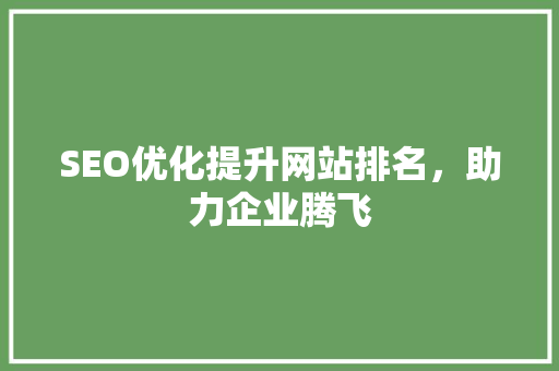 SEO优化提升网站排名，助力企业腾飞