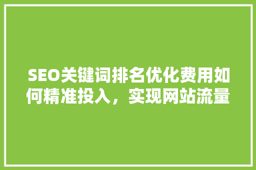 SEO关键词排名优化费用如何精准投入，实现网站流量翻倍