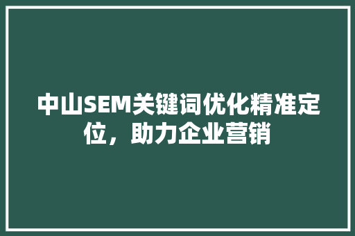 中山SEM关键词优化精准定位，助力企业营销