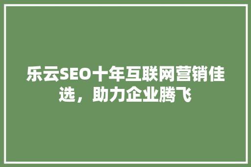 乐云SEO十年互联网营销佳选，助力企业腾飞