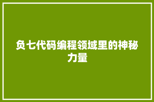 负七代码编程领域里的神秘力量