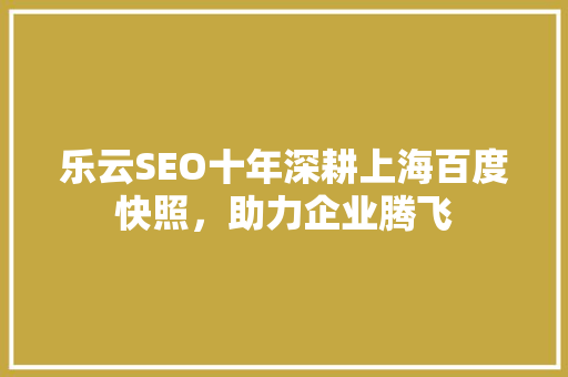 乐云SEO十年深耕上海百度快照，助力企业腾飞