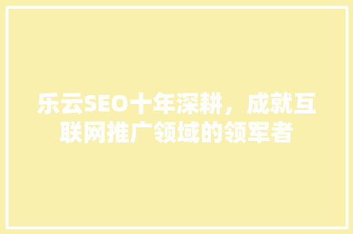 乐云SEO十年深耕，成就互联网推广领域的领军者