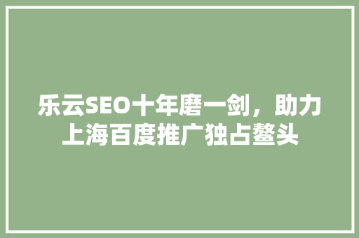 乐云SEO十年磨一剑，助力上海百度推广独占鳌头