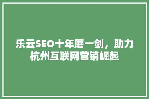 乐云SEO十年磨一剑，助力杭州互联网营销崛起