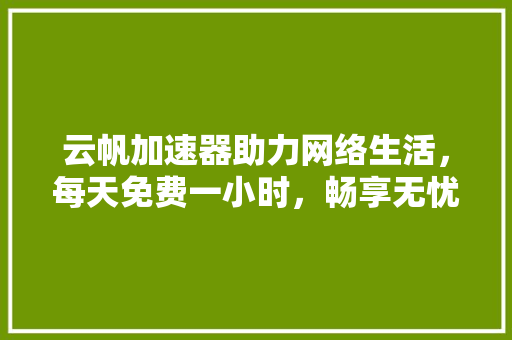 云帆加速器助力网络生活，每天免费一小时，畅享无忧上网体验