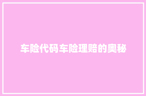 车险代码车险理赔的奥秘