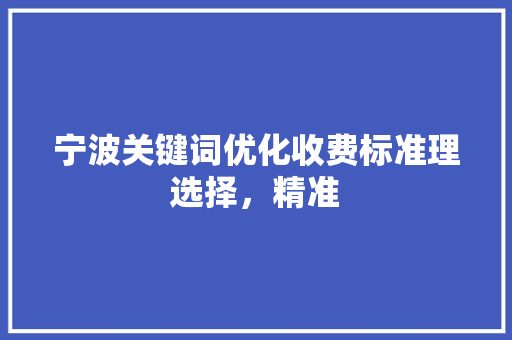 宁波关键词优化收费标准理选择，精准
