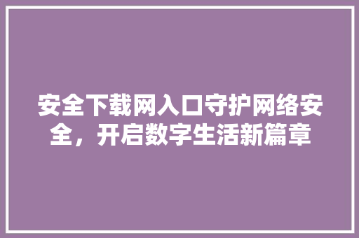 安全下载网入口守护网络安全，开启数字生活新篇章  第1张