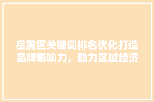 岳麓区关键词排名优化打造品牌影响力，助力区域经济发展  第1张