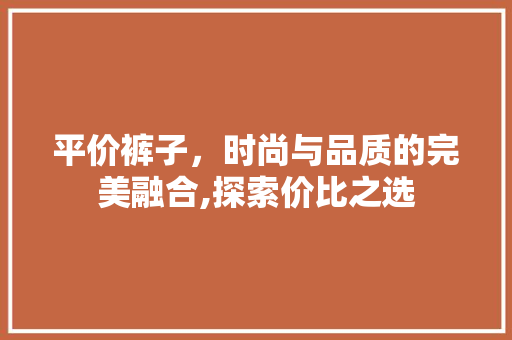 平价裤子，时尚与品质的完美融合,探索价比之选