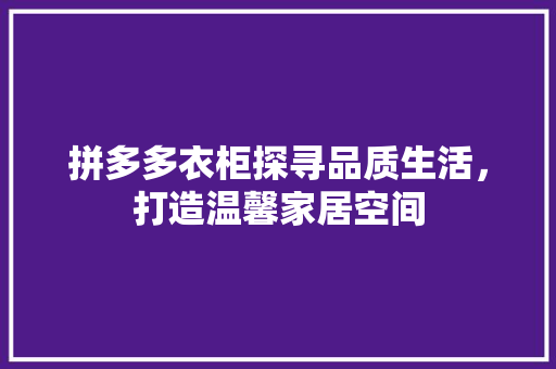 拼多多衣柜探寻品质生活，打造温馨家居空间