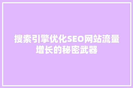搜索引擎优化SEO网站流量增长的秘密武器