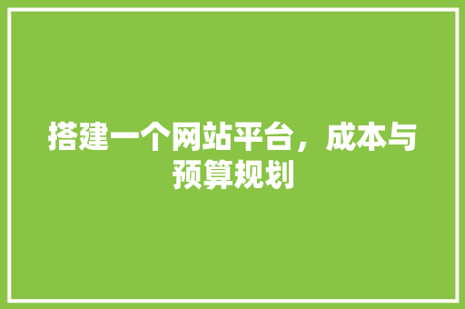 搭建一个网站平台，成本与预算规划