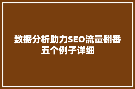 数据分析助力SEO流量翻番五个例子详细