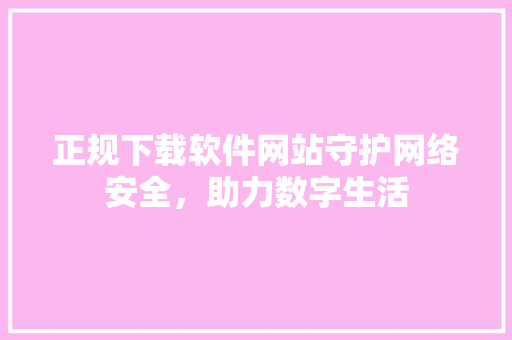 正规下载软件网站守护网络安全，助力数字生活