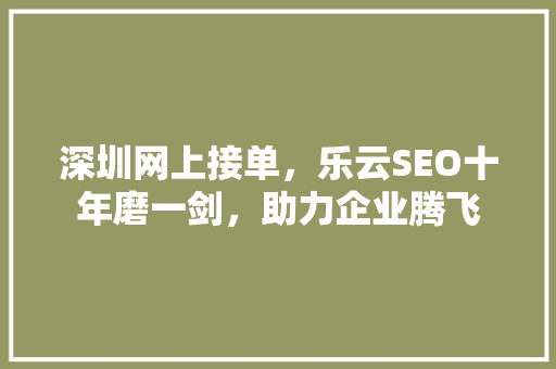 深圳网上接单，乐云SEO十年磨一剑，助力企业腾飞