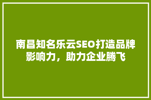 南昌知名乐云SEO打造品牌影响力，助力企业腾飞