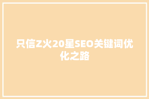 只信Z火20星SEO关键词优化之路