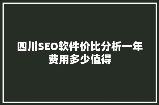 四川SEO软件价比分析一年费用多少值得