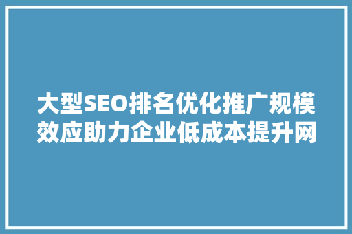 大型SEO排名优化推广规模效应助力企业低成本提升网站排名