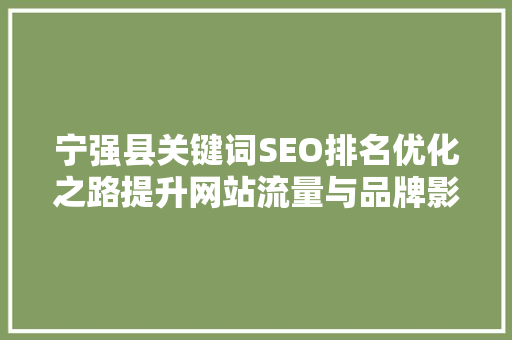 宁强县关键词SEO排名优化之路提升网站流量与品牌影响力