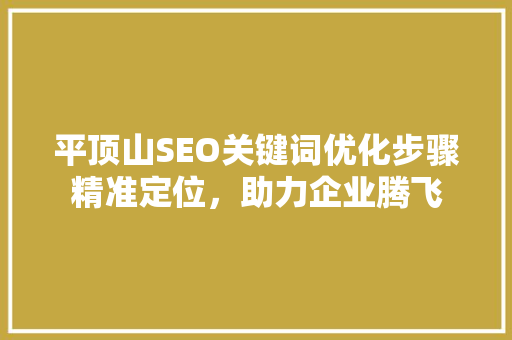 平顶山SEO关键词优化步骤精准定位，助力企业腾飞
