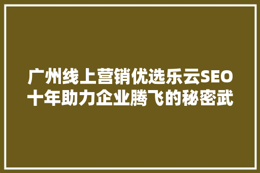 广州线上营销优选乐云SEO十年助力企业腾飞的秘密武器