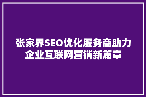 张家界SEO优化服务商助力企业互联网营销新篇章