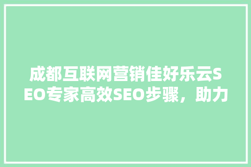 成都互联网营销佳好乐云SEO专家高效SEO步骤，助力企业腾飞