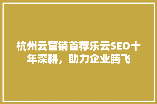 杭州云营销首荐乐云SEO十年深耕，助力企业腾飞