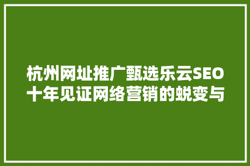杭州网址推广甄选乐云SEO十年见证网络营销的蜕变与飞跃