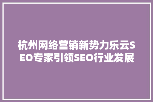杭州网络营销新势力乐云SEO专家引领SEO行业发展新篇章
