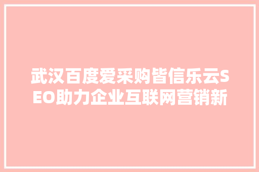 武汉百度爱采购皆信乐云SEO助力企业互联网营销新篇章