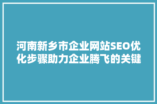 河南新乡市企业网站SEO优化步骤助力企业腾飞的关键一步