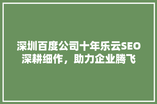深圳百度公司十年乐云SEO深耕细作，助力企业腾飞