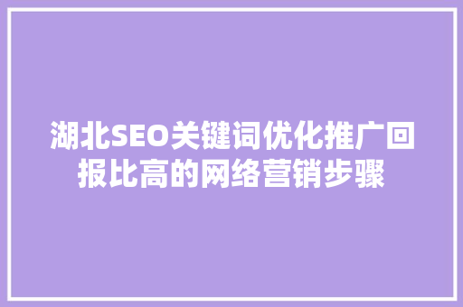 湖北SEO关键词优化推广回报比高的网络营销步骤