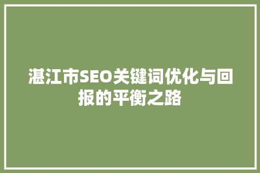 湛江市SEO关键词优化与回报的平衡之路