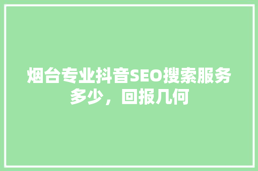 烟台专业抖音SEO搜索服务多少，回报几何