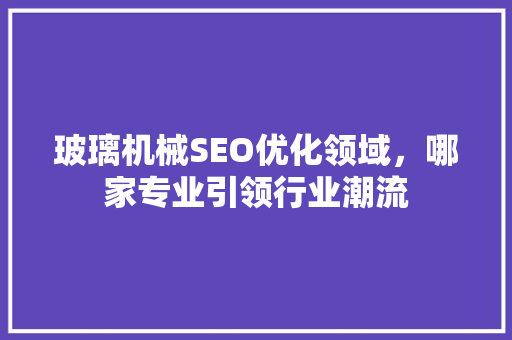 玻璃机械SEO优化领域，哪家专业引领行业潮流