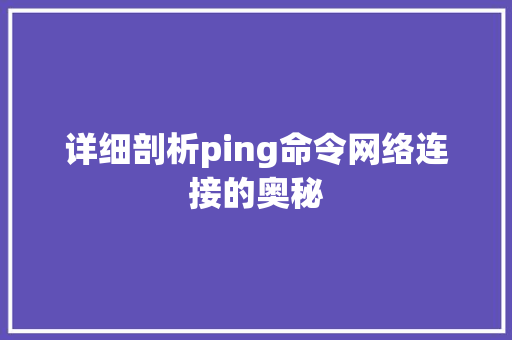 详细剖析ping命令网络连接的奥秘  第1张