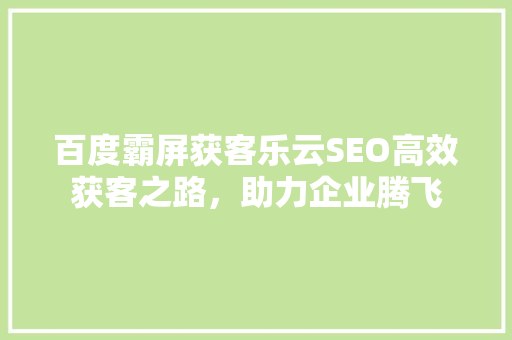 百度霸屏获客乐云SEO高效获客之路，助力企业腾飞
