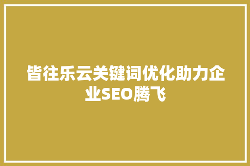 皆往乐云关键词优化助力企业SEO腾飞