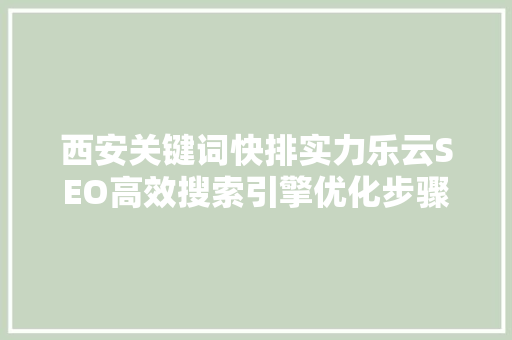 西安关键词快排实力乐云SEO高效搜索引擎优化步骤
