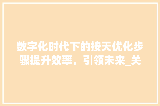 数字化时代下的按天优化步骤提升效率，引领未来_关键词优化按天