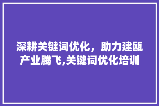 深耕关键词优化，助力建瓯产业腾飞,关键词优化培训与方法_建瓯关键词优化培训