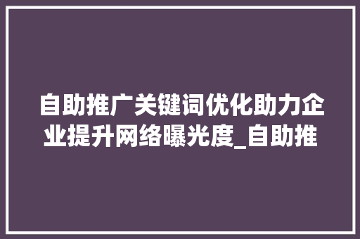自助推广关键词优化助力企业提升网络曝光度_自助推广关键词优化  第1张